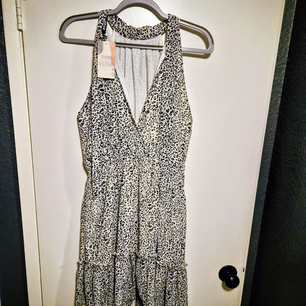 Stylish Black and White Halter Jumpsuit